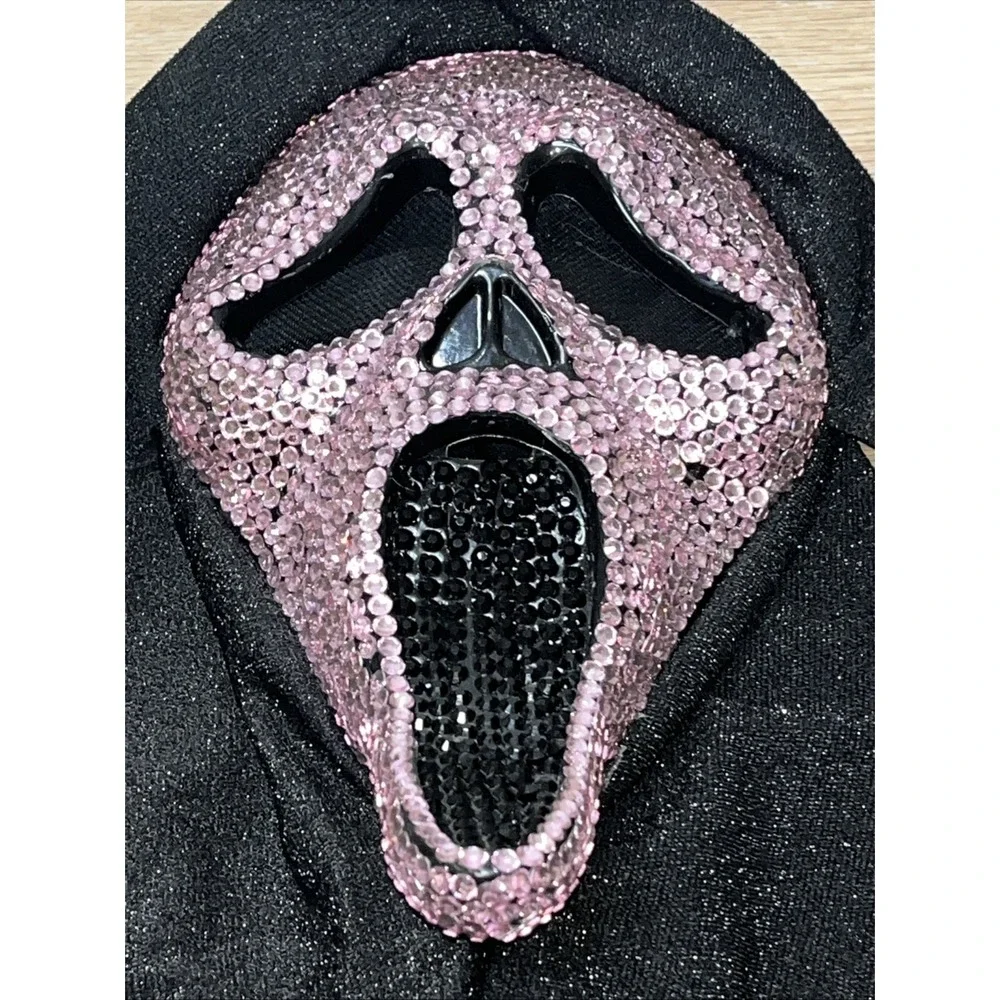 Spirit Ghost Face Pink Bedazzled Rhinestone Bling Full Mask SCREAM Halloween 🎃